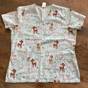Rudolf the Red Nose Reindeer Scrub Top Size M